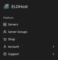 ELOHost panel sidebar navigation